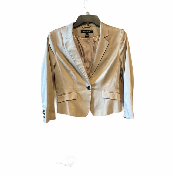 Forever 21 Blazer Jacket Suit Coat Tan 8 Business - Picture 2 of 13